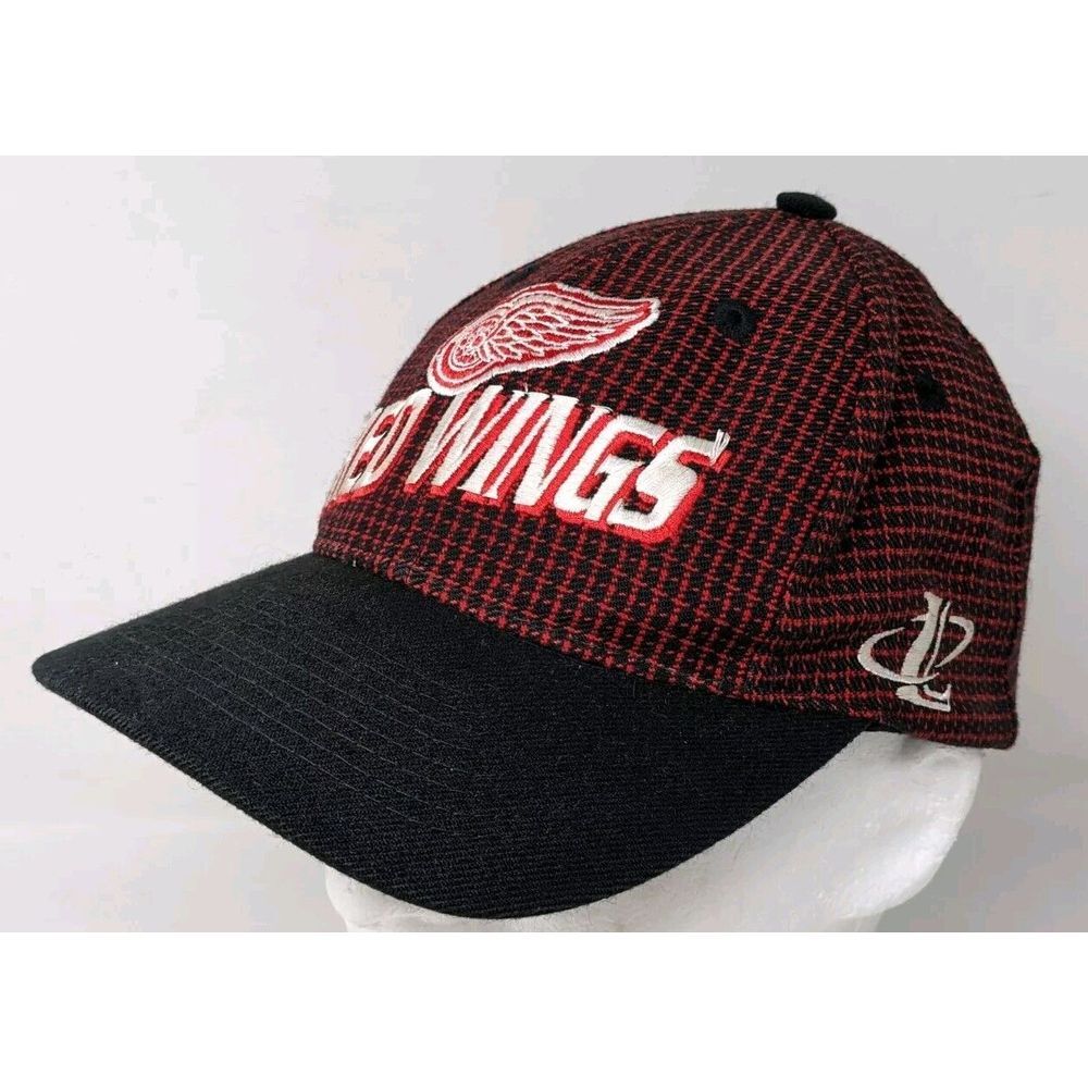 Detroit Red Wings Logo Athletic Checkered Grid Baseball Cap Hat NHL Hockey 90s